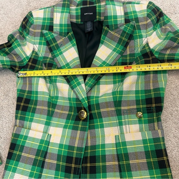 Smythe Green Black Grass Seersucker Plaid Duchess Patch Pocket Blazer Jacket 4 - Picture 12 of 14